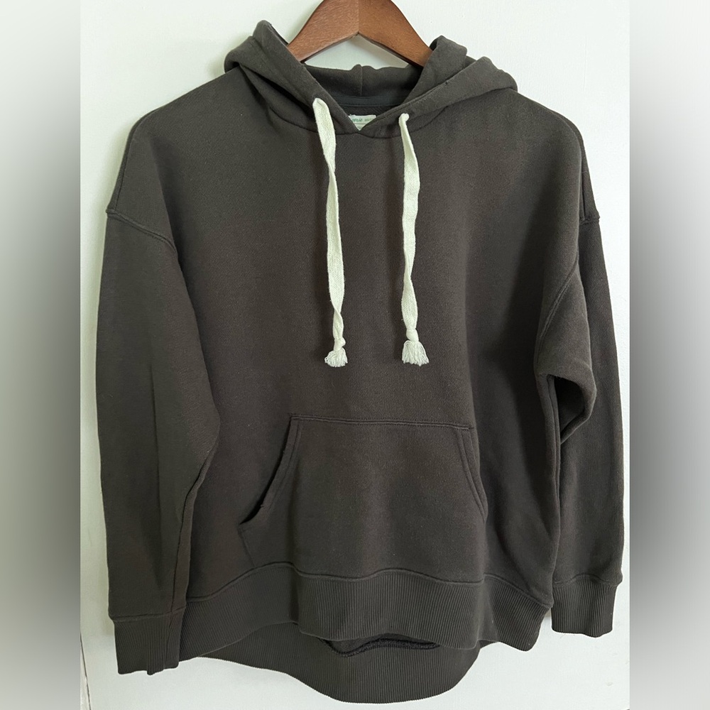 aerie High Low Oversized Faded Black Hoodie Sweatshirt, Size XXS